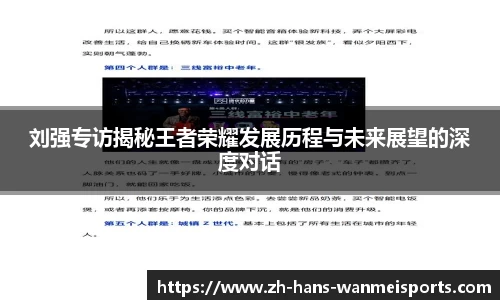 刘强专访揭秘王者荣耀发展历程与未来展望的深度对话